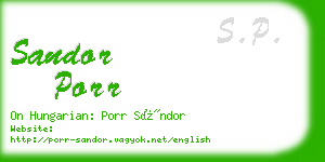 sandor porr business card